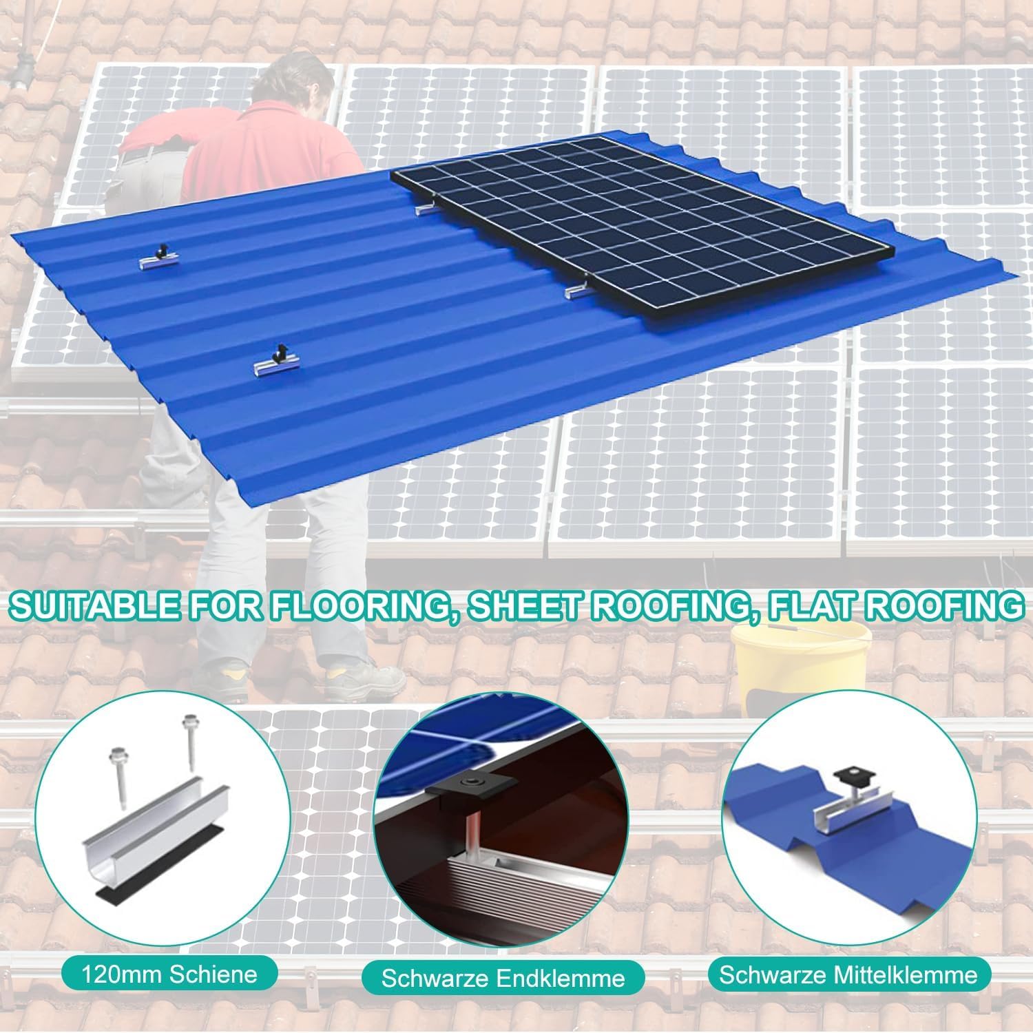 PV-modulehouder, PV-paneel, zonnepaneel, zonnepaneel, fotovoltaïsche wandklem, wandhouder, wandhouder, wandophanging, houder BKW balkonkrachtcentrale