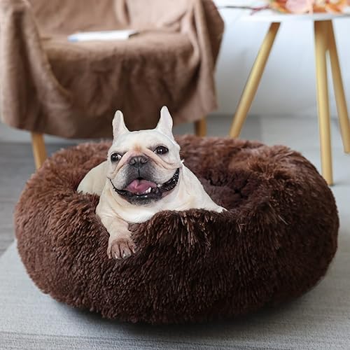 Miniatura 7 de Cama para perros pequeños medianos y grandes diseño redondo calmante antiansiedad lavable a máquina cálido cómodo y suave para mascotas de 10 a