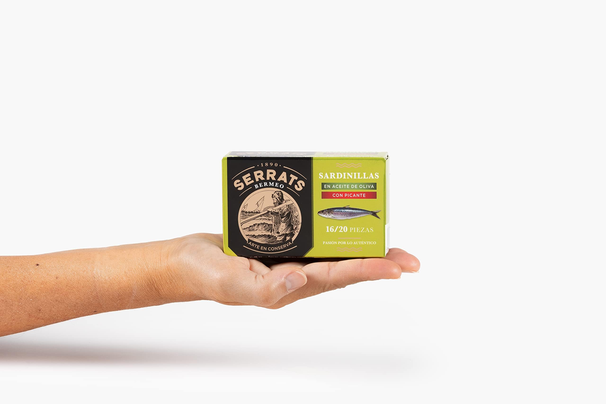 CONSERVAS SERRATS - Sardines Txikis à l'Huile d'Olive Vierge Piquante - 12 Boîtes x 115g (Total : 1380g) - Avec une Touche de Piquant Équilibré - Fabrication 100% Artisanale