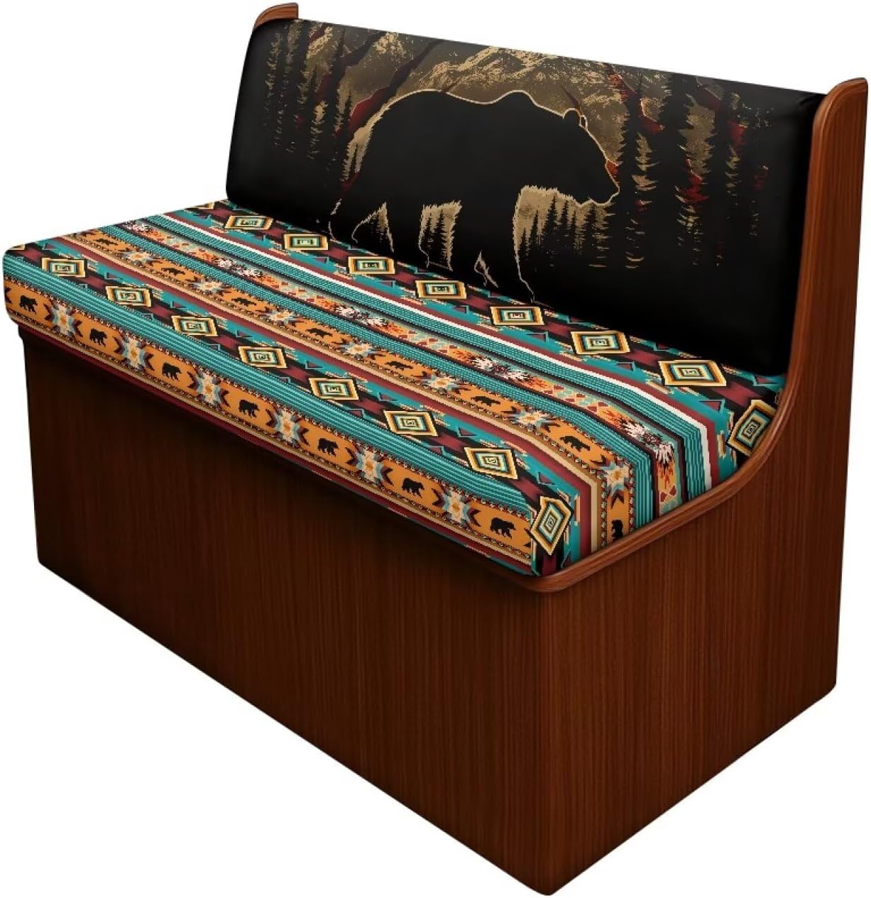 Bear Aztec RV Dinette Cushion Covers RV Stretch Camper Cushion Slipcover Comfortable Sofa Seat Slipcovers - Rectangle Loveseat Protective Cover Prevent Scratches