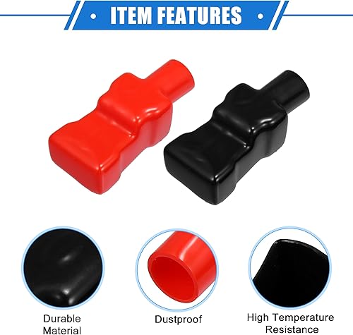Miniatura 4 de 1 par de cubiertas de aislamiento de terminales de batería, 0.709 in, 0.71 pulgadas, tapa universal para poste de batería de automóvil, motocicleta,