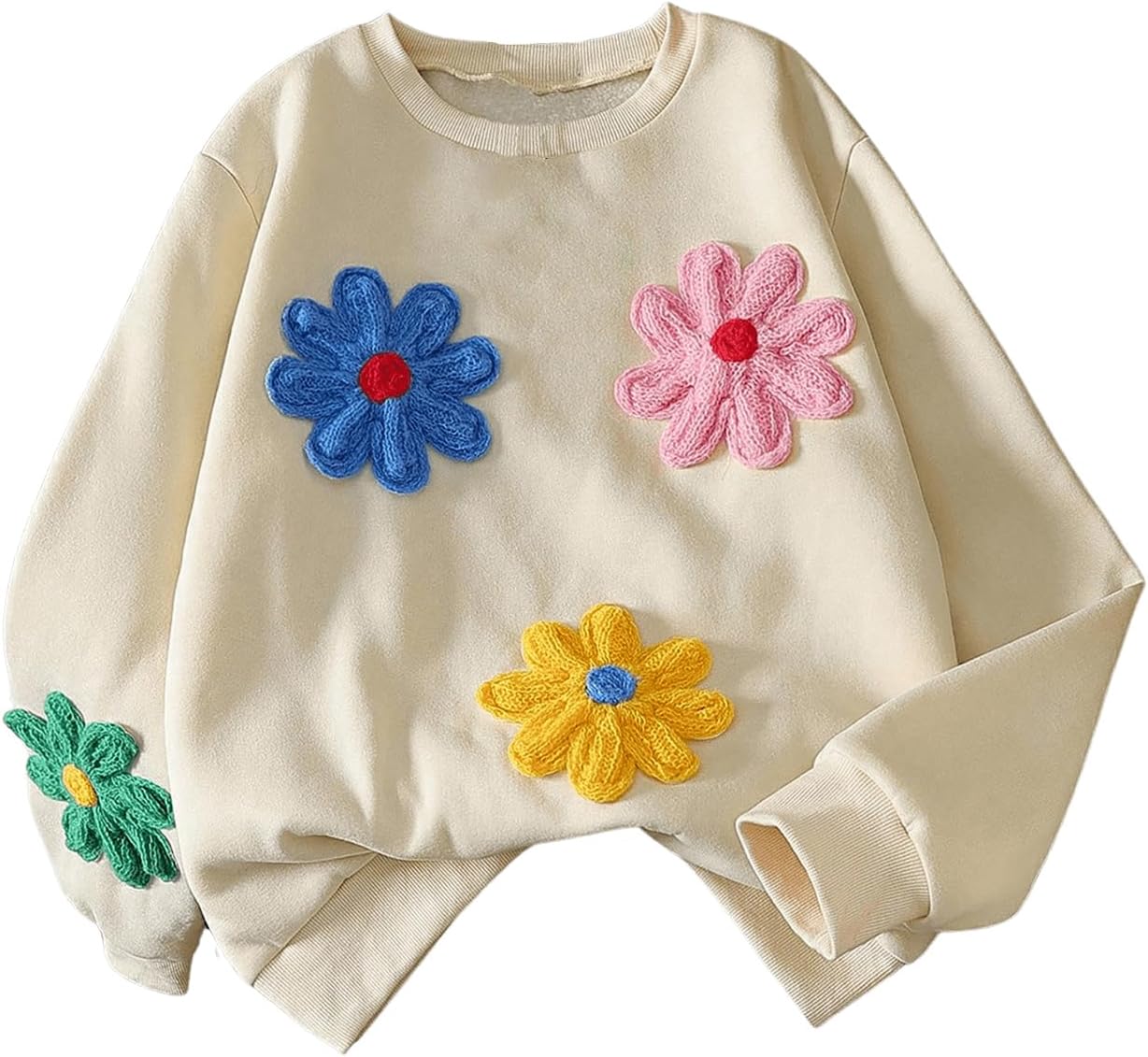 Milumia Girl's Floral Pattern Crewneck Long Sleeve Casual