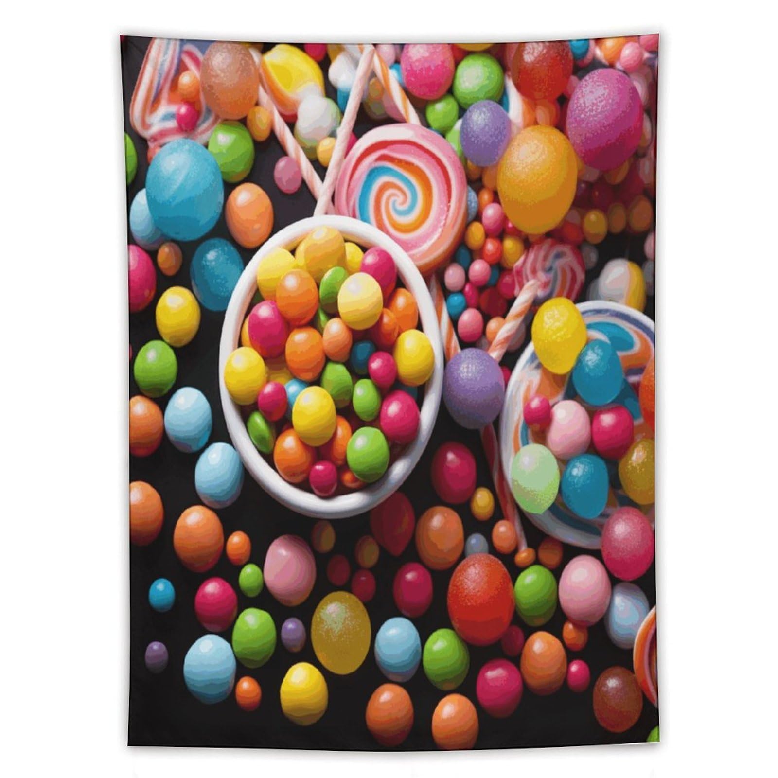 MUSM Colour Candy Tapestry with Installation Kit Personalized Wall Tapestry Aesthetic Tapestries Backdrop Banner Wall Art Hanging Decor for Home Picnic Beach Blanket 60"x80"