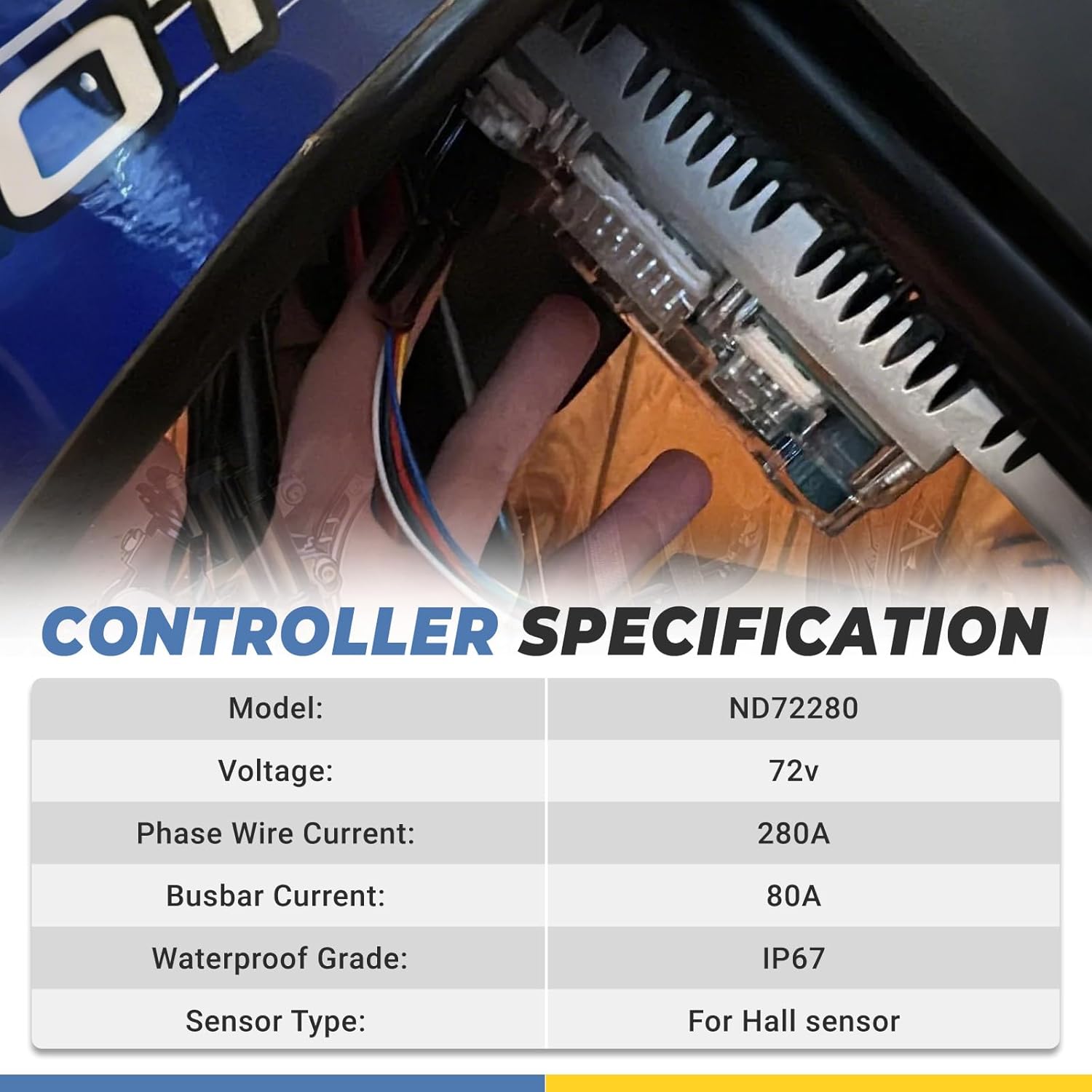 Fardriver ND72280/X80 BLDC Controller, 72V 280A Programmable High Power Brushless DC Motor Sine Wave Controller Fit for 2000W QSMotor Electric Motorcycle Motor E-Bike