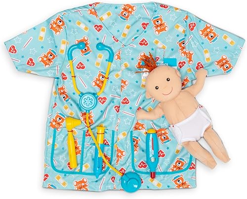 Miniatura 4 de Melissa & Doug Juego de disfraz de enfermera pediátrica (8 piezas) - Incluye muñeca de bebé, estetoscopio