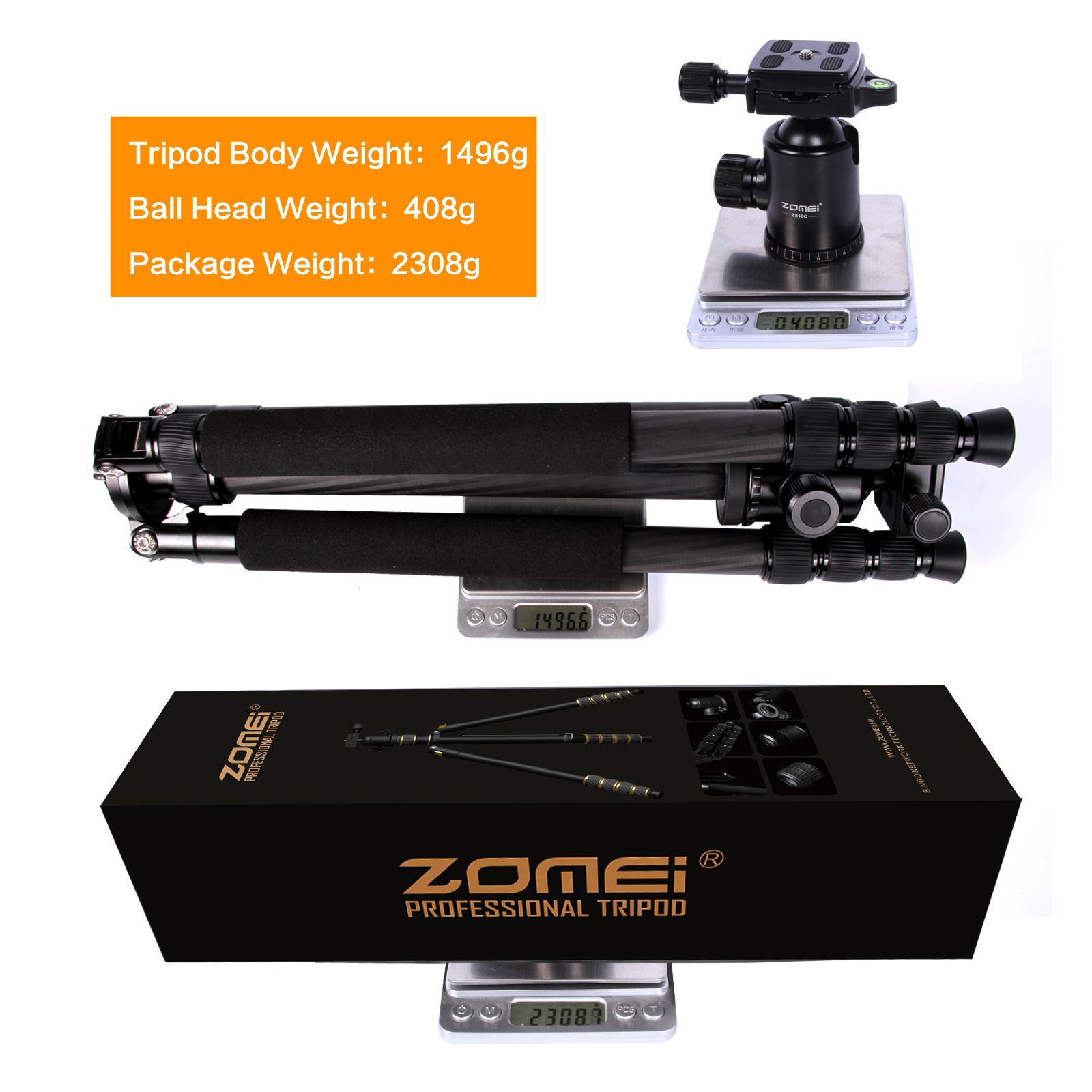 ZOMEI Z818C Support pour Appareil Photo numérique et caméscope pour trépied avec Support en rotule et rotule