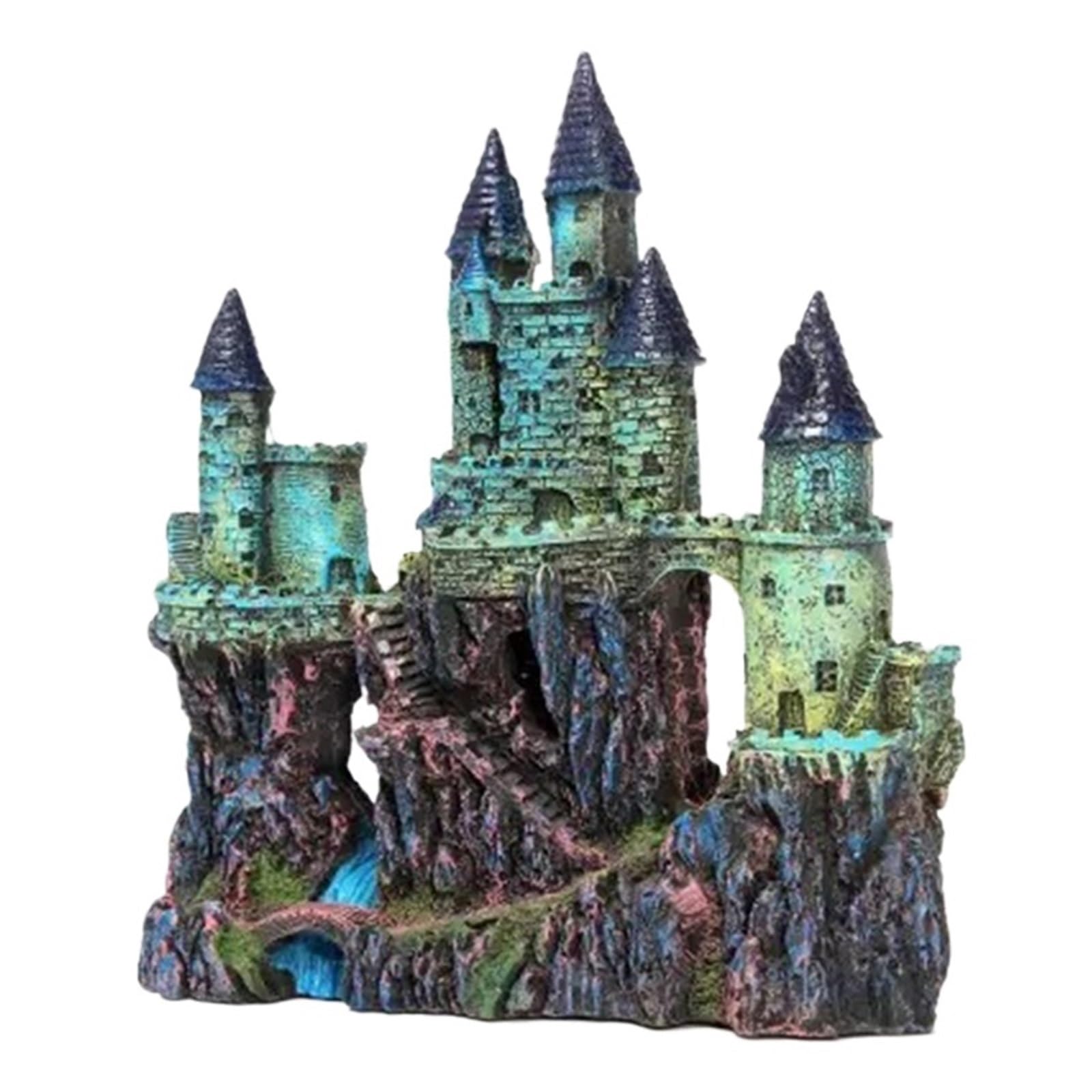 Super Castle Ornamento Acquario Decorazione Big Resina Extra Grande Re Castello Giardino Paesaggio