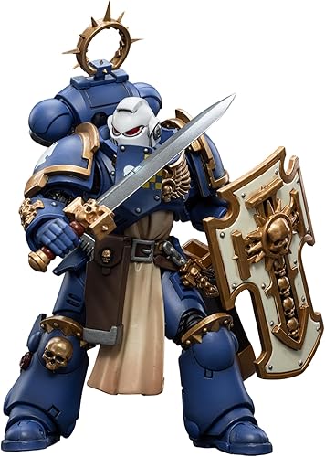 Miniatura 2 de JOYTOY 118 Warhammer 40,000 4 pulgadas Figura de acción Ultramarines Bladeguard Veteran 02 V2 Anime Collection Modelo