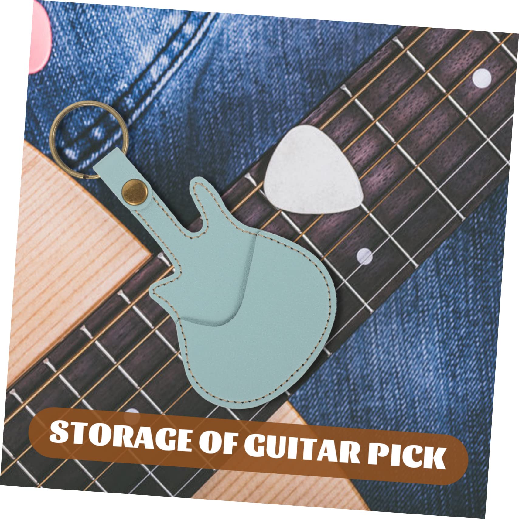 BESPORTBLE Portable Leather Guitar Picks Case with Key Chain Durable Guitar Plectrum Holder for Safe Storage and Easy Access Present for Music Lovers and Guitarists