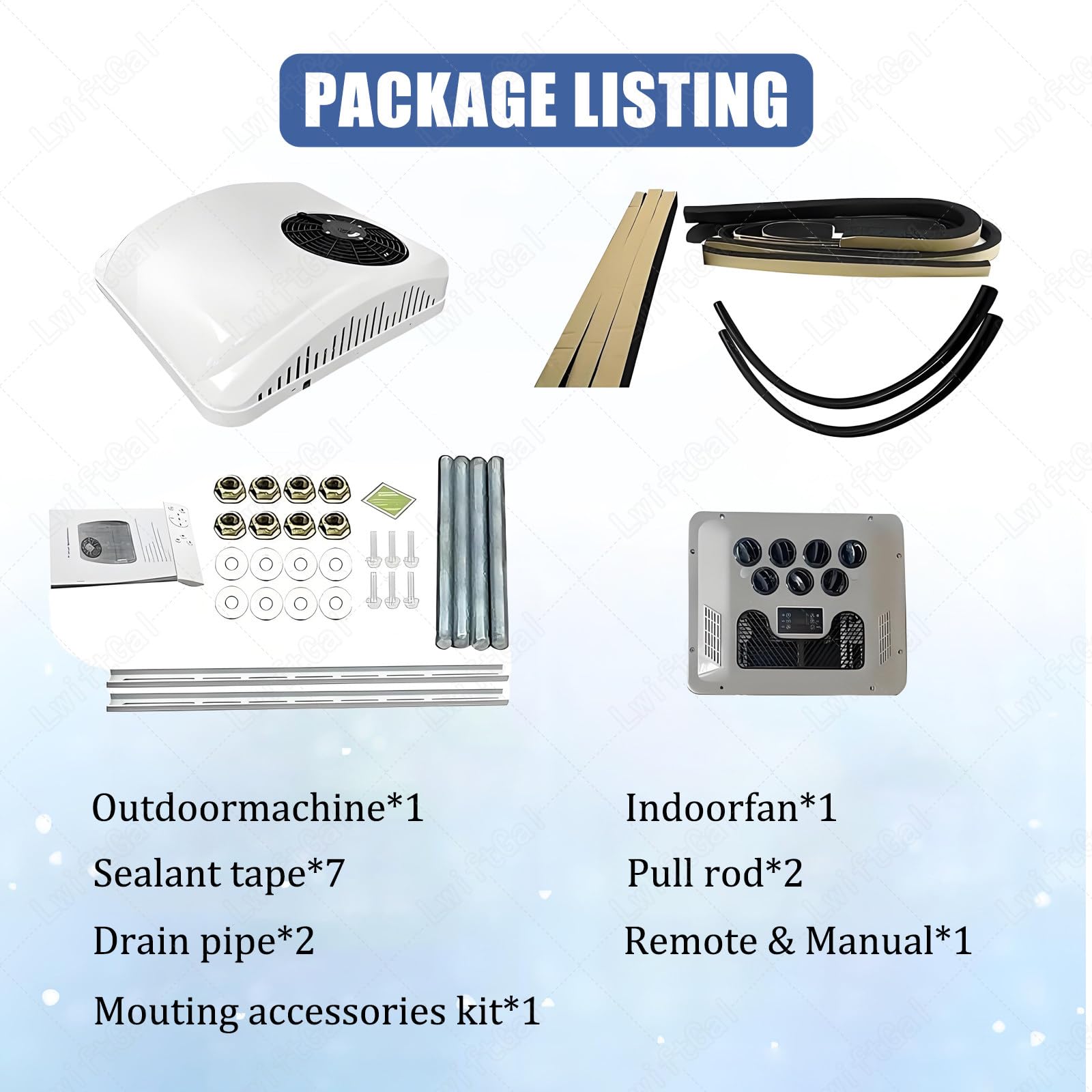 unità di Climatizzazione per Camper,Condizionatore d'Aria da Tetto 12v/24v,Raffreddamento/Raffreddamento+Riscaldamento,Silenziosa,per Camion,Rimorchio Chiuso,Furgone OnlyCooling-12V
