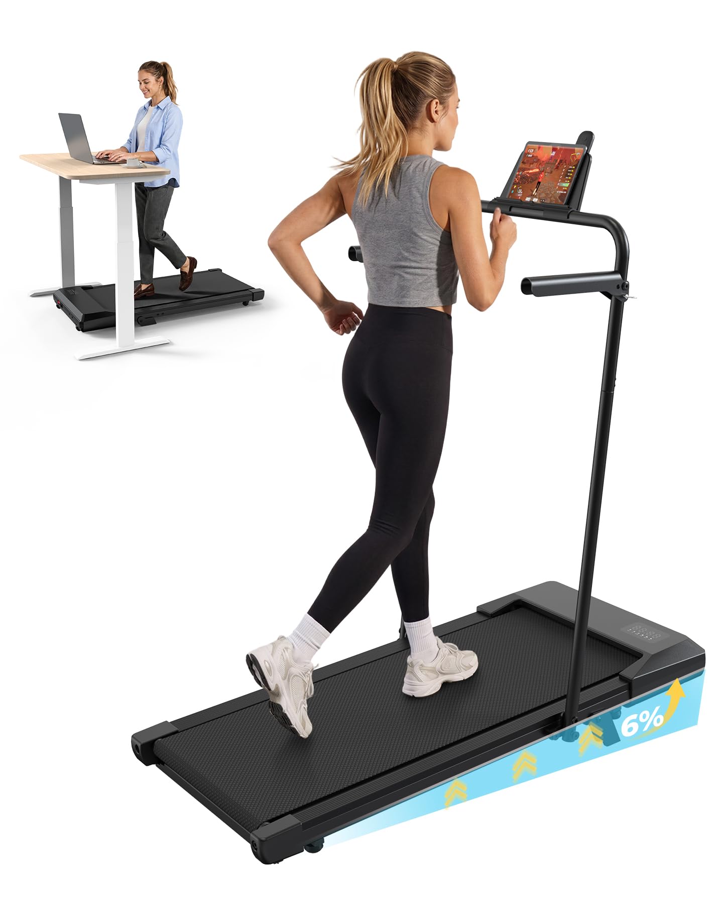 Superun Raceable 6% Incline Walking Pad, 6/12km/h Foldable Treadmill โ image 1