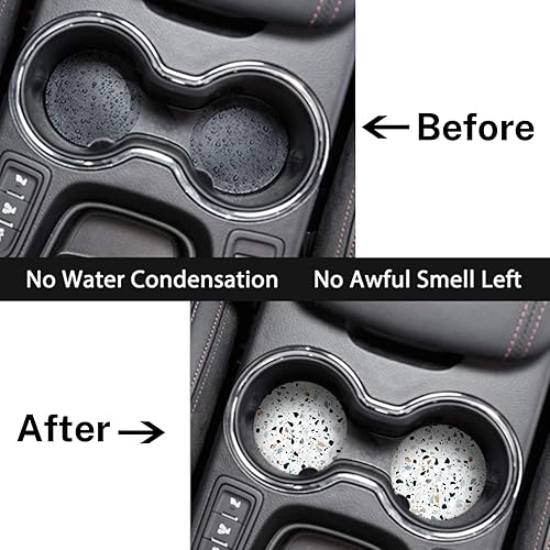 Miniatura 3 de Britimes Posavasos absorbentes para automóvil para bebidas, paquete de 2 portavasos, piedra de cerámica de 2.56 pulgadas y base de corcho