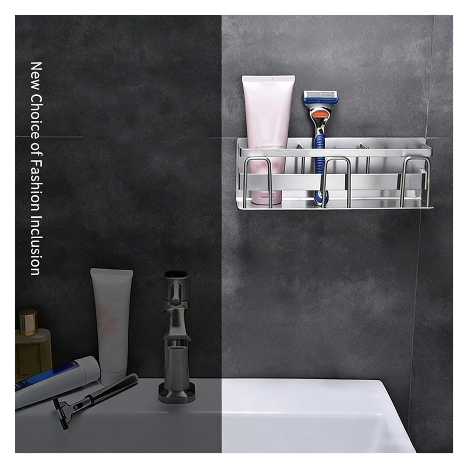 Portacepillos de Dientes Estante for cepillos de Dientes Acero Inoxidable, Soporte montado en la Pared sin perforación, 1 Unidad Vaso de Enjuague bucal Reutilizable