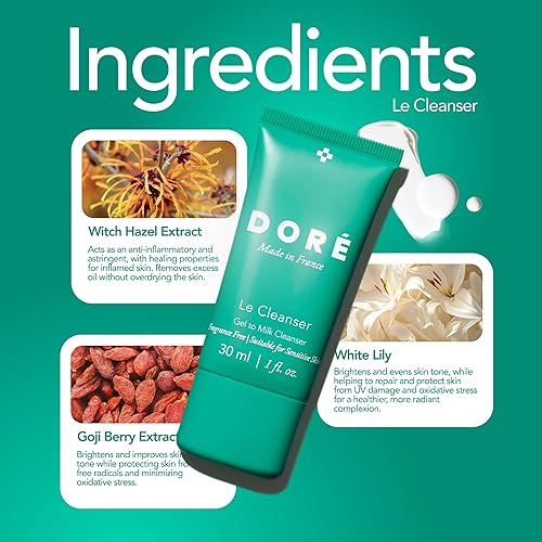 Miniatura 9 de Doré - Le Cleanser Gel To Milk Daily Face Cleanser  Sin fragancia, belleza limpia para pieles sensibles (5 fl oz  5.1 fl oz)