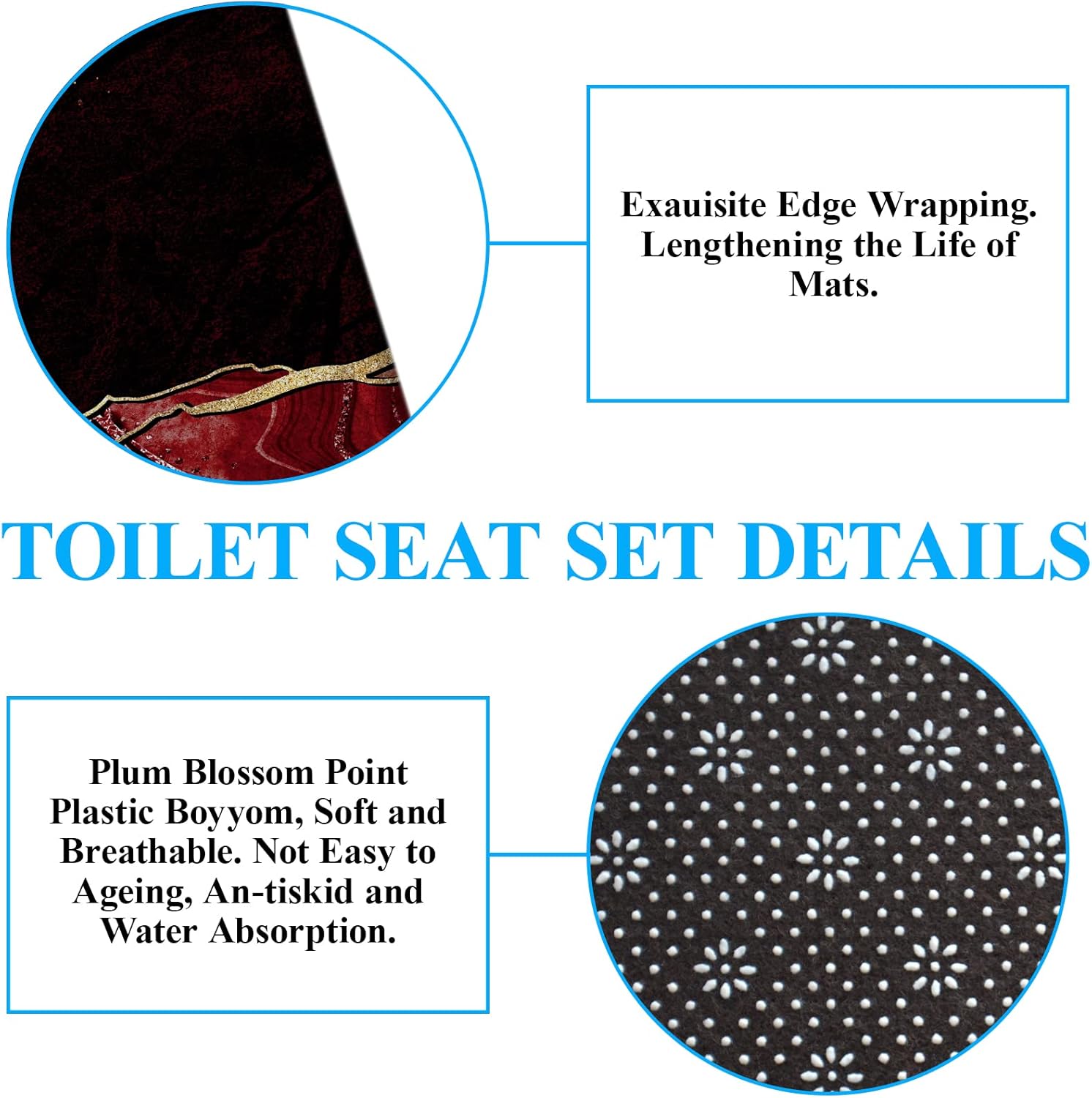 Wine Red Marble Shower Curtain Sets, Gold Cracked Lines Black Bathroom Decor, Rug Toilet Lid Cover and Non-Slip U Shape Mat, Abstract Modern Luxury Art Waterproof Shower Curtain with 12 Hooks, 72 x 72