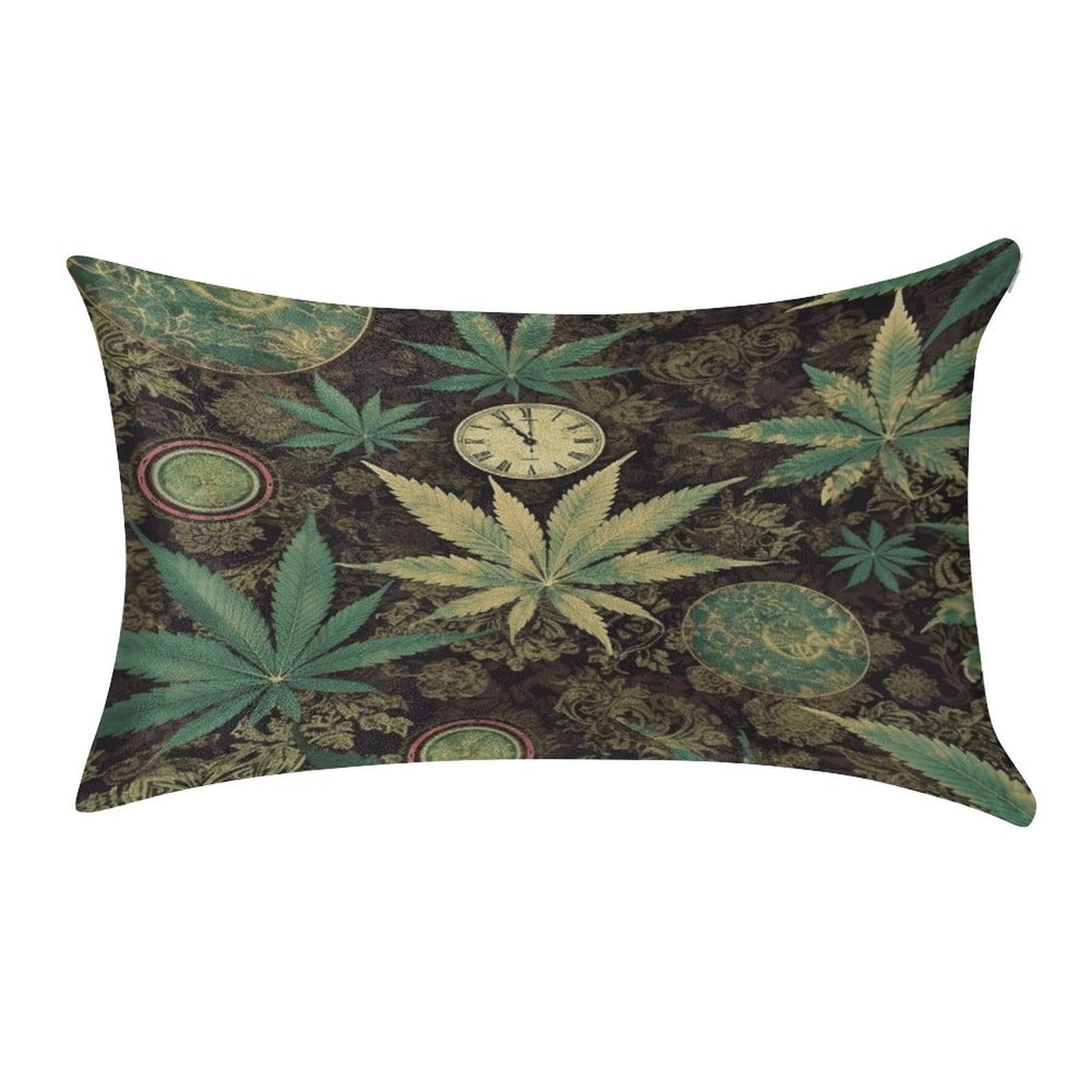 VstaDank A Puff in Time Weed Marijuana Throw Pillow Cover 12"×20" Ultra Soft Pillowcase Cozy Lumbar Pillow Shell Gold Velvet Exquisite Decorative Cushion Sham Protector for Couch Sofa Bedroom