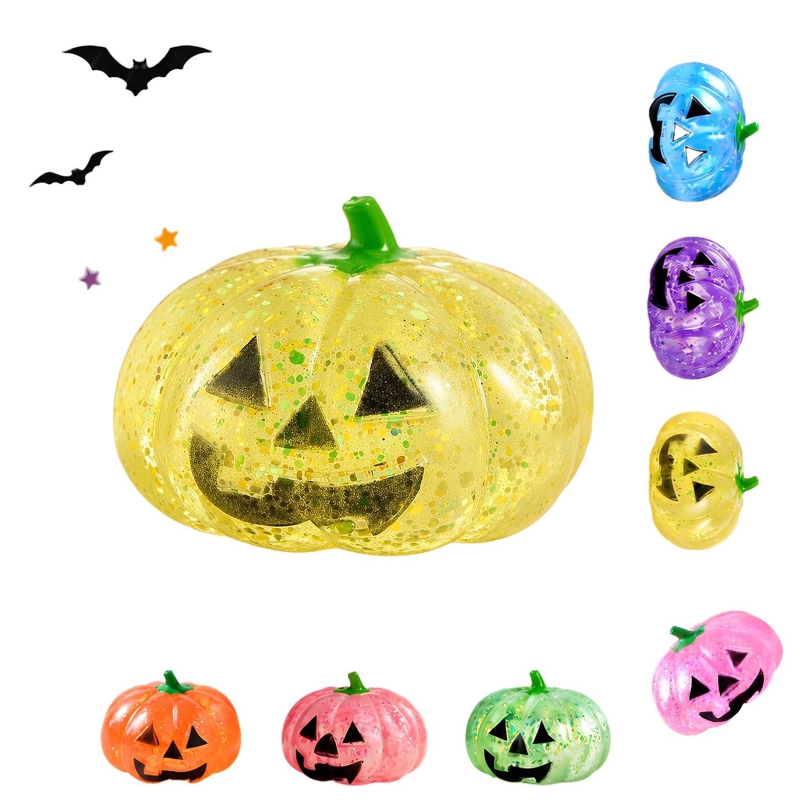 Squeeze Squishy Toys,Halloween Pumpkin Anxiety Sensory Stress Ball(Yeallow)