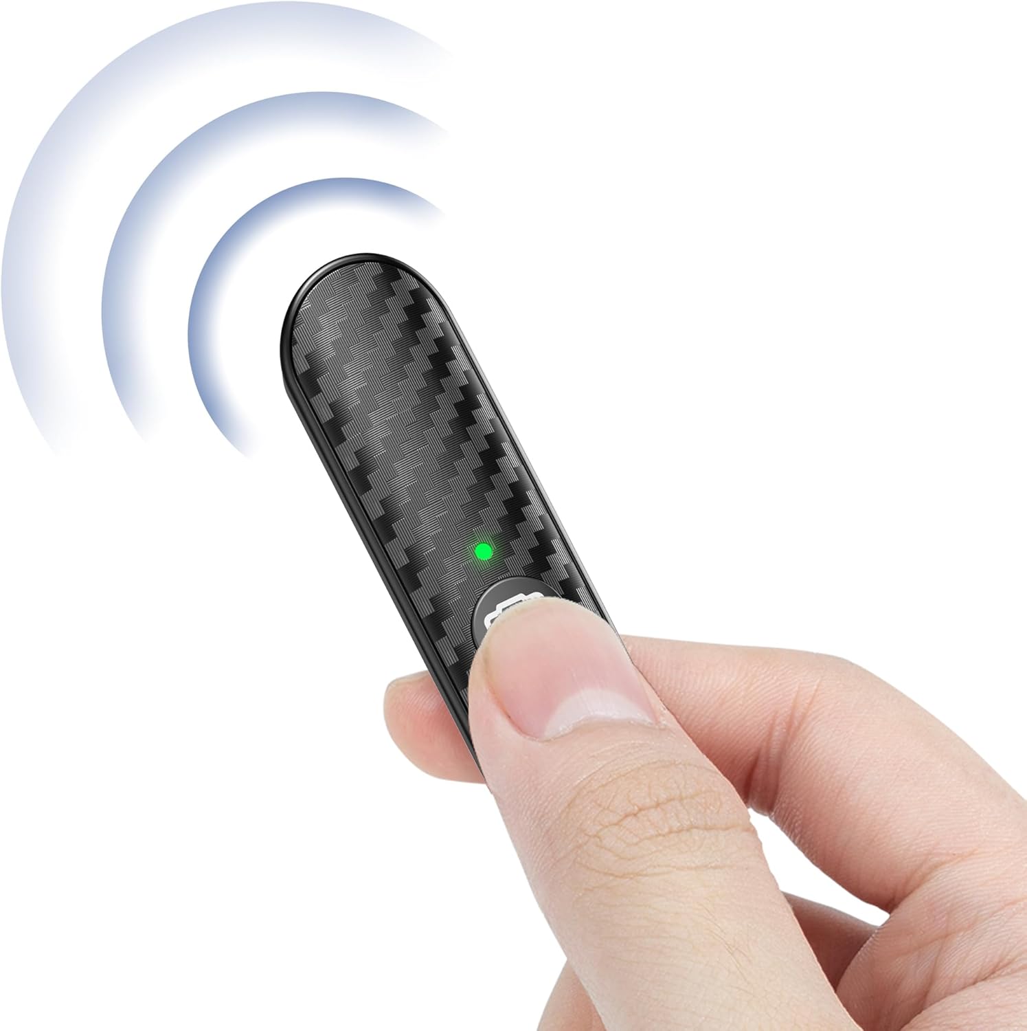 The ATUMTEK Bluetooth Remote Shutter next to its USB-C charging cable, highlighting the charging port.