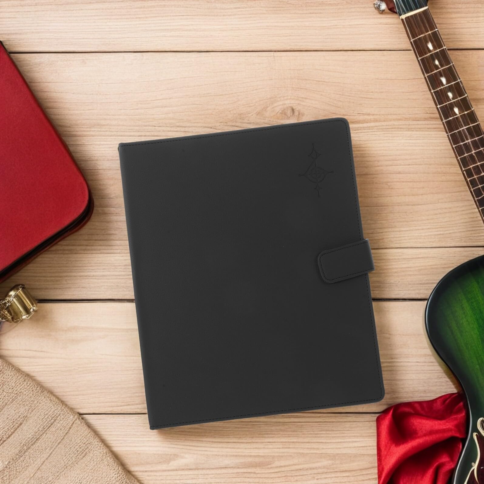TOPBATHY Carpeta de Partituras de Piano y Guitarra Negra de Cuero Sintético, Organizador con 30 Páginas Numeradas para Hojas Sueltas, Adecuado para Músicos y Práctica en Aula o Conciertos
