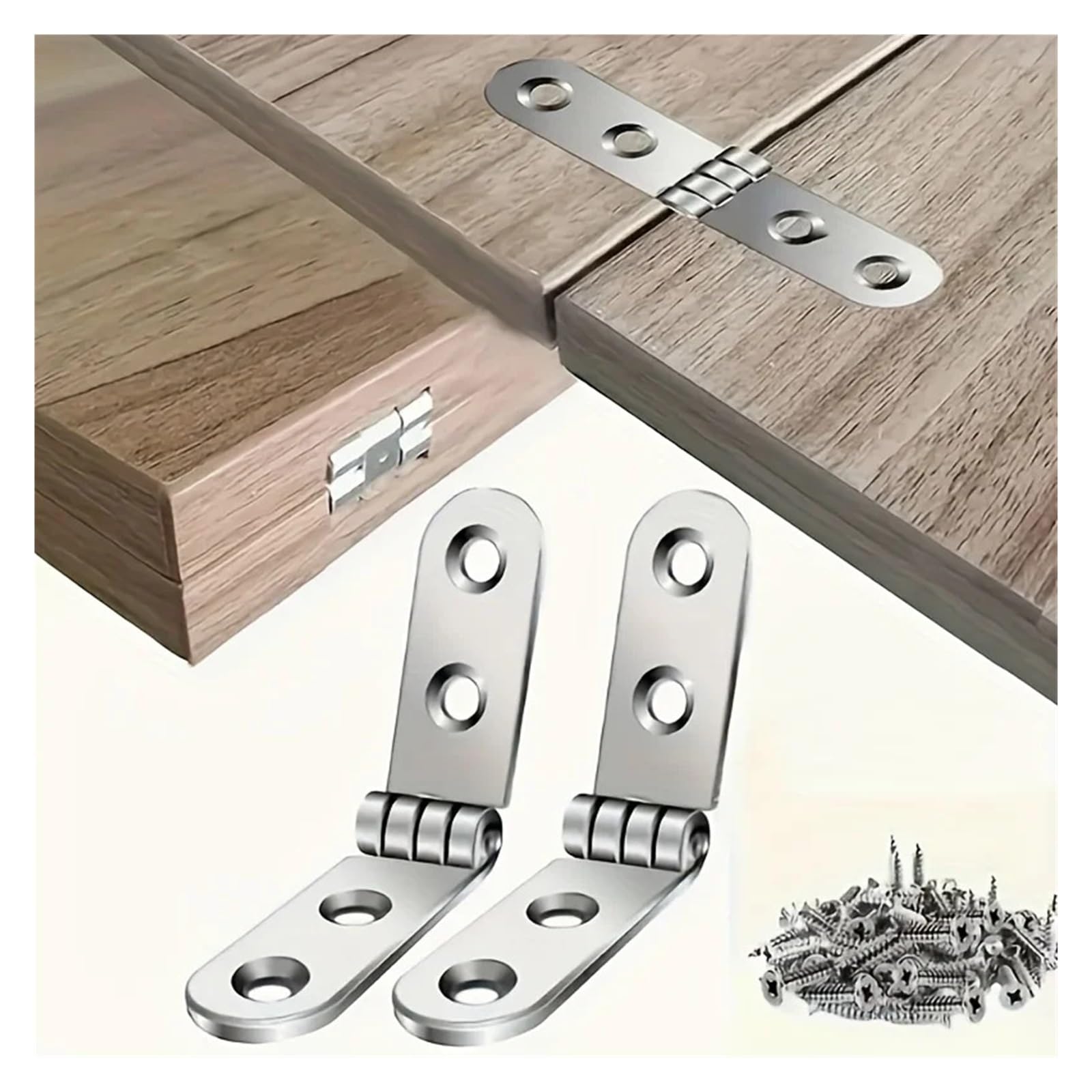 10er-Pack Rostfreie 180°-Faltscharniere | 180°-Klappscharniere, Edelstahl, passend for Schränke/Boxen.