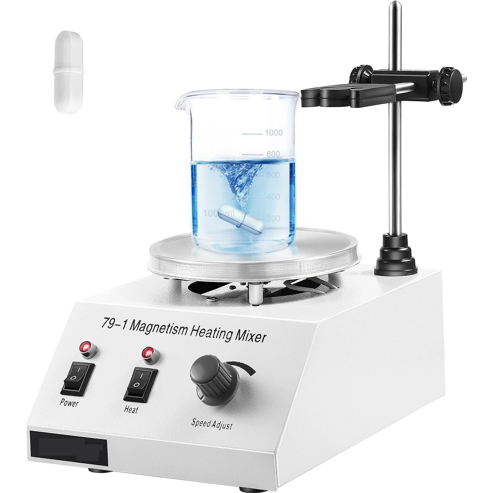 Labor Mischer, 1L Heizung Magnetrührer Heizplatte W/Rührstab 0-1600R/Min Vortex-Mischer Destillationskit Chemie Laborausrüstung