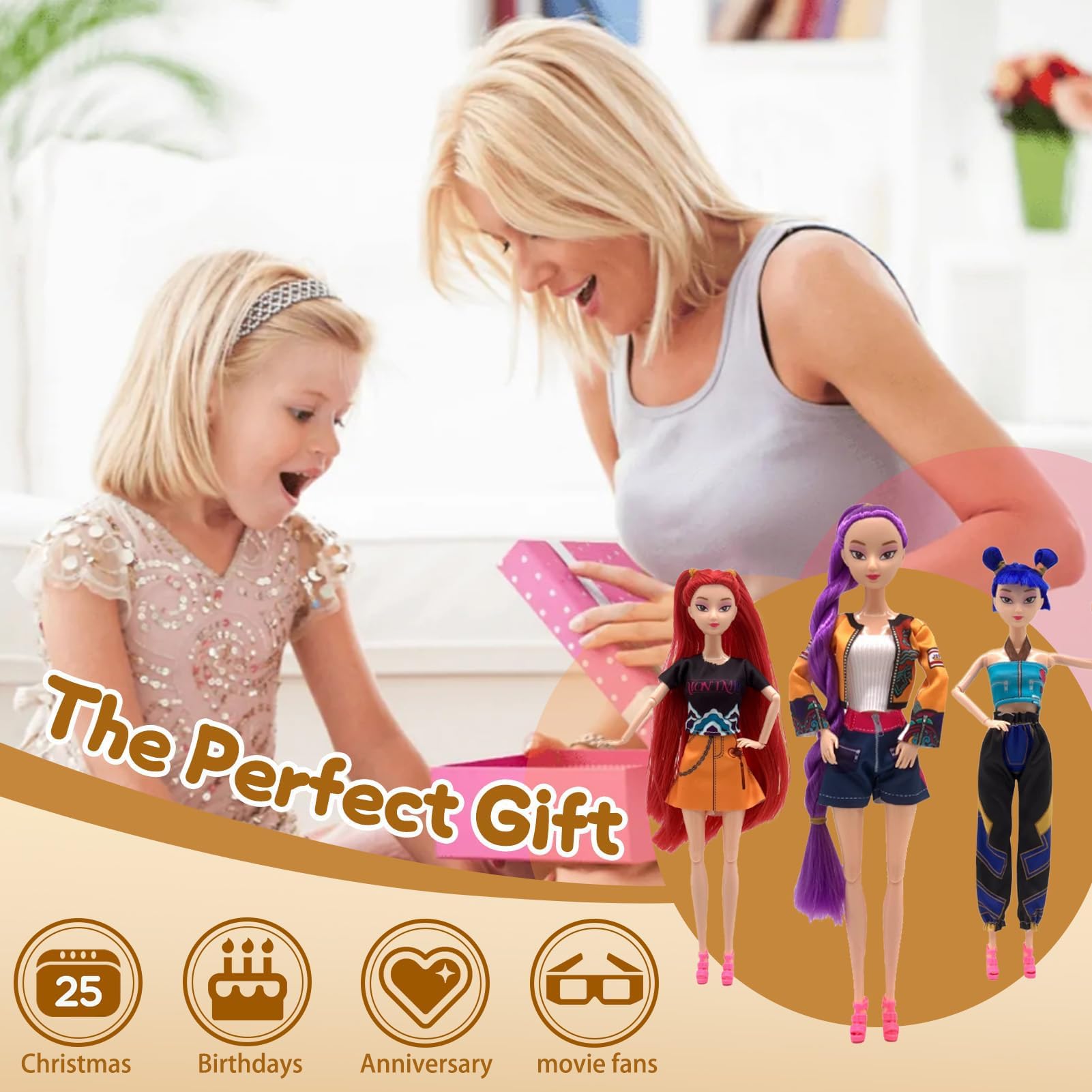 Bambole 𝐊-𝐏𝐎𝐏 𝐃ém0n 𝐇unders 29 cm – Figurine K-pop Huntrix Rumi/Mira/Zoey Articolate con Vestiti e Accessori – Giocattolo per Bambine, Collezione e Regalo Fan (A)