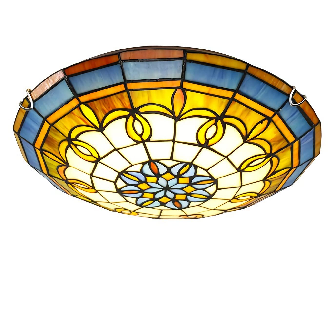 Aioneer Tiffany Ceiling Light Chandeliers, Dimmable Stained Glass Led Ceiling Lamp Flush Mount, E26 Bulb, European Pastoral Style Pendant Hanging Light For Bedroom Living Room Ha-50cm
