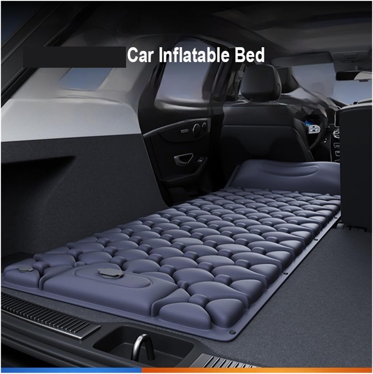 Car Air Bed Car Inflatable Bed Foldable Travel Camping Converted Trunk Leveling Pad Mattress Sleeping Universal(Navy Blue)