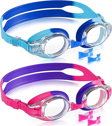 Miniatura 14 de Aegend - Paquete de 2 gafas para niños, gafas de natación para niños de 4 a 16 años, niños y niñas jóvenes, gafas de piscina antivaho, impermeables,