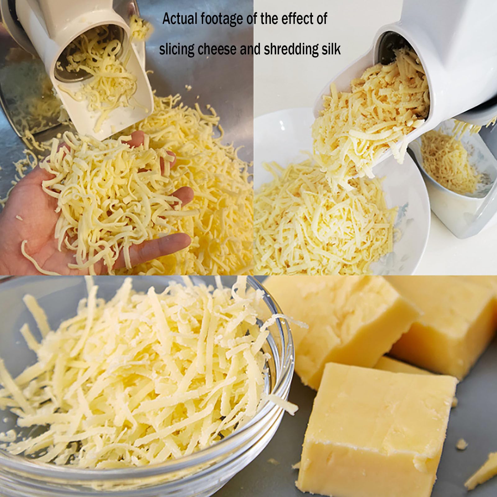 Grattugia elettrica per formaggio, 300 W, con 3 lame, perfetta per la preparazione di formaggi e verdure, in acciaio inox, ad alta efficienza, 30 kg/h