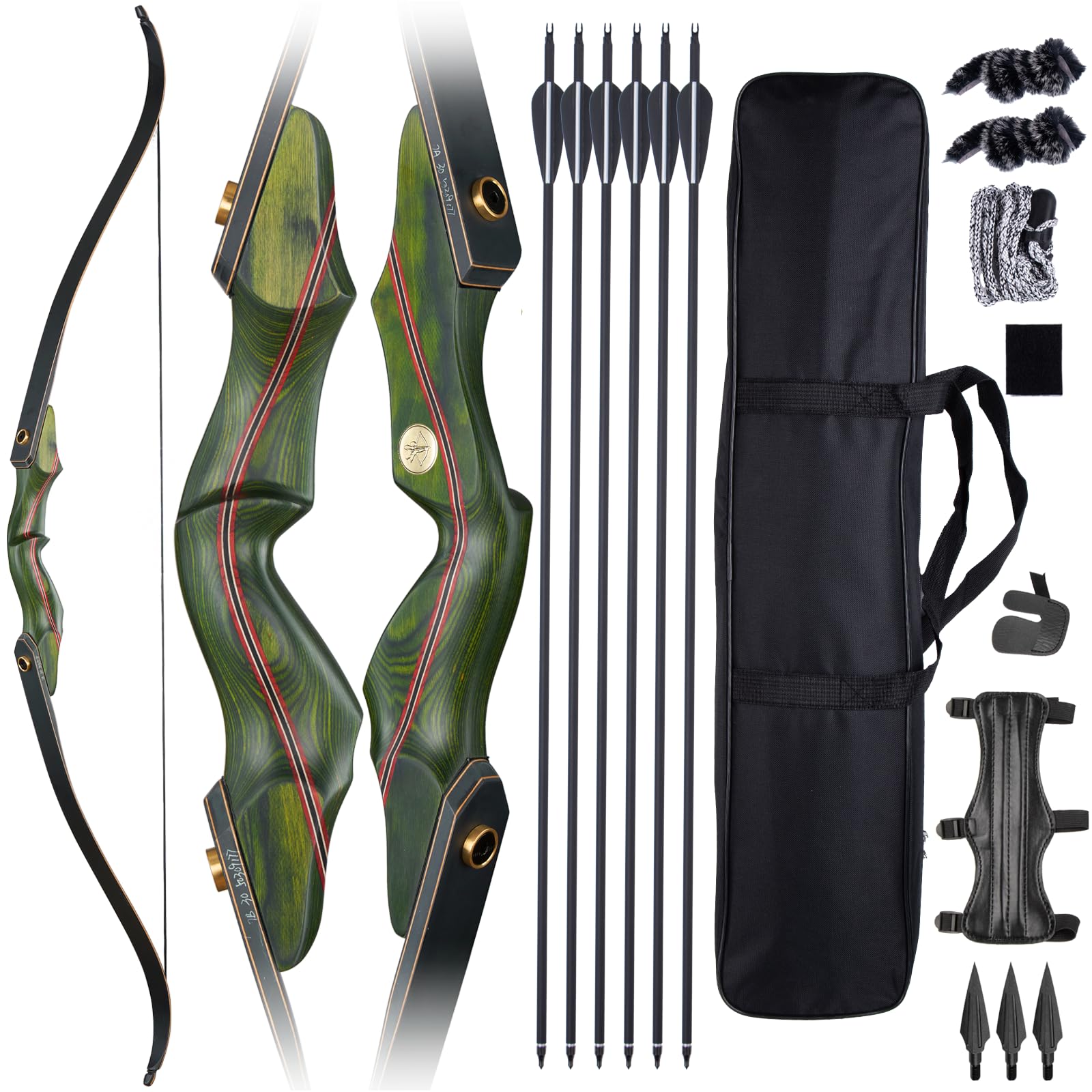 Photo 1 of *** STOCK PHOTO FOR REFERENCE, ONLY ALSO MISSING STRING, UNKNOWN IF FUNCTIONAL***
GQT Archery 60" Recurve Bow and Arrow Set for Adults, 30-50lbs Right Hand Wooden Hunting Bow for Outdoor, Hunting and Practice, Standard Target Archery Beginner Recurve Bow