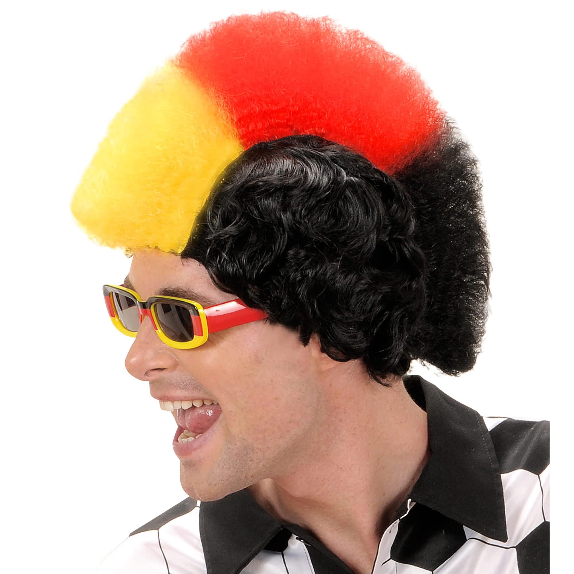 Widmann Deutschland-Fan Perücke | Schwarz-Rot-Gold, Irokesenschnitt, Für Partys & Fußball