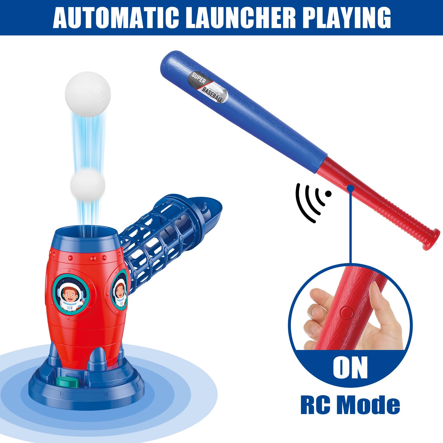 Mostop T Ball Set,Automatischer Baseball Launcher,Baseball Pitching Maschinen ,Baseball Spiel Sport & Outdoor Spielzeug,Baseball Trainingsgeräte für Kinder 3+