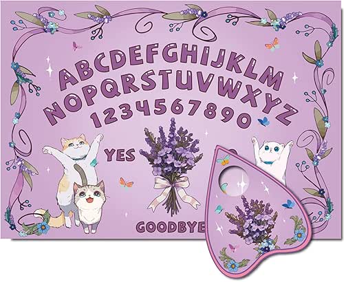 CREATCABIN Cat Wood Spirit Board Lavender Pendulum Dowsing Divination Board