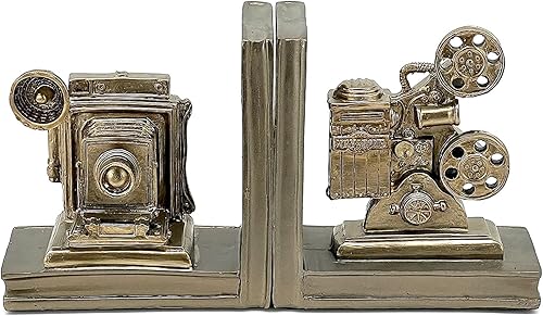 Bellaa 24971 Sujetalibros para cámara, proyectores retro, extremos de libro, biblioteca, estanterías, soporte, decoración, manualidades, estudio,