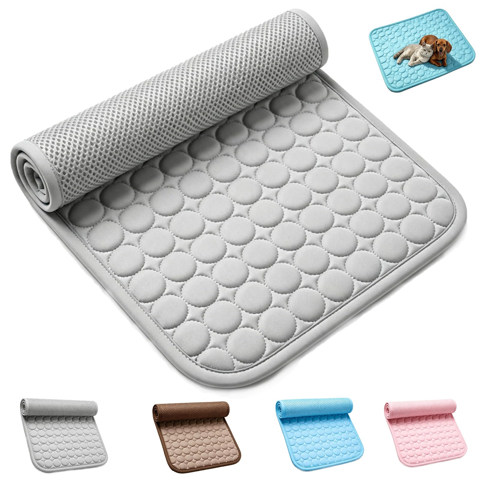 The Dog Hub Arctic Cooling Dog Mat, Washable Pet Summer Cooling Mat & Sleeping Pad for Dogs & Cats Indoor & Outdoor Car Seats，Gray：L
