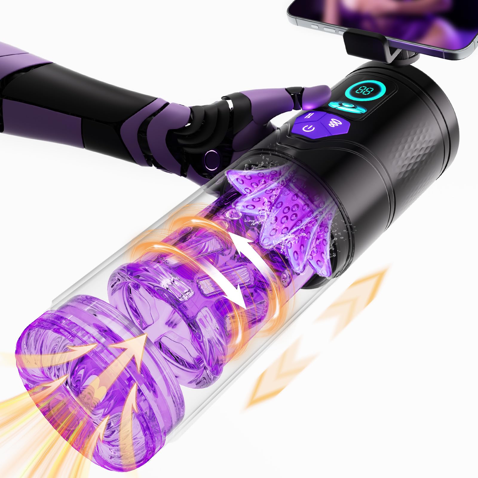 Masturbieren für Männer mit 9 Teleskop 9 Rotation 9 Saugen, Elektrischer Masturbator mit Handyhalterung Blowjob Taschenmuschi für die Männer Elektrisch Sexspielzeug für Männer Solo