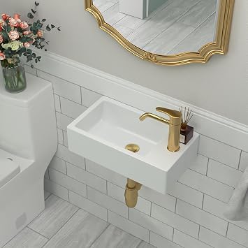 Wall Mount White Ceramic Bathroom Sink