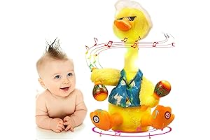 Emoin Dancing Duck Toy, Talking Recording Glowing Mimicking Toy for Kids