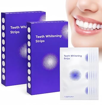 28Pcs Purple Teeth Whitening Strips for Sensitive Teeth,Enamel Safe & Sensitivity Free Teeth Whitening Kit with 14 Treatments,Teeth Stain Remover & Whitening Gel Alternative,Gentle Enamel Protection