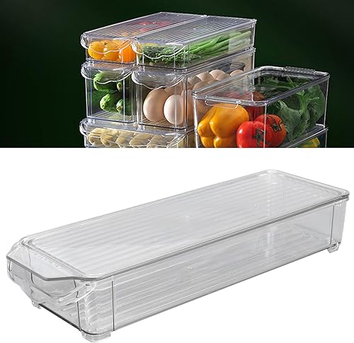 Miniatura 6 de Contenedor organizador de despensa, caja de almacenamiento de plástico transparente de gran capacidad con tapa, contenedor de organización portátil