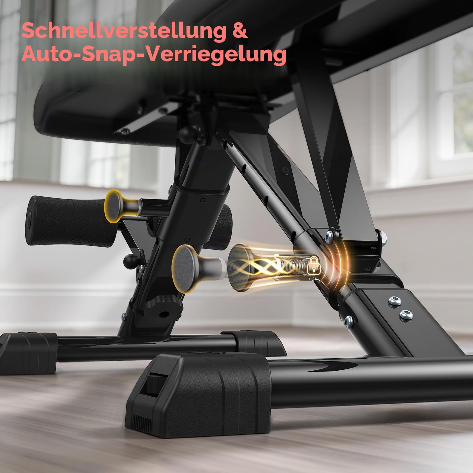 FLYBIRD Multifunktionale Hantelbank, verstellbare Profi-Trainingsbank mit 363 kg Traglast für Heimfitness, Schnellverstellung, platzsparend klappbar, 80% vormontiert