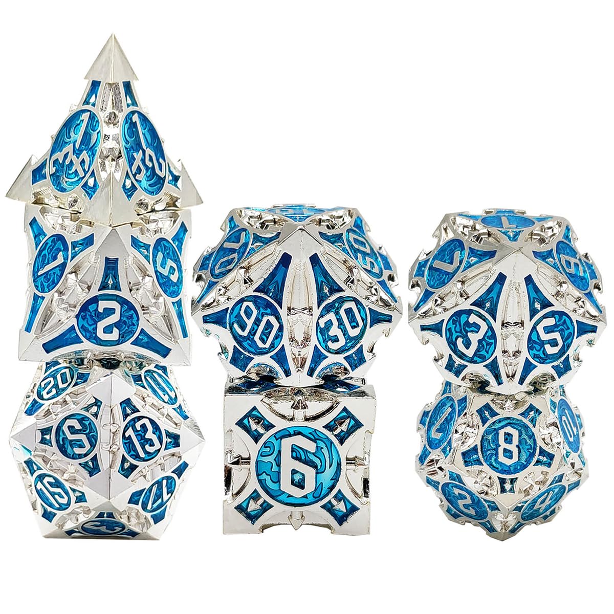 zx 金属ダイスセットDNDロールのためのベルベットのポーチを持つ固体