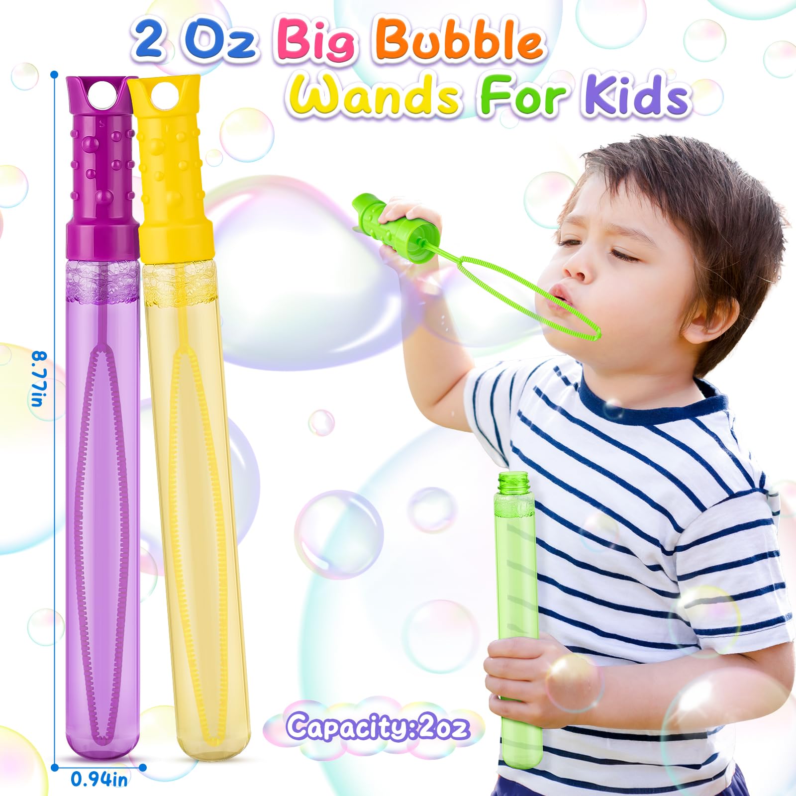 Paquete de 36 varitas de burbujas grandes a granel en 6 colores, ideales para Pascua, verano, Halloween, San Valentín, premios escolares