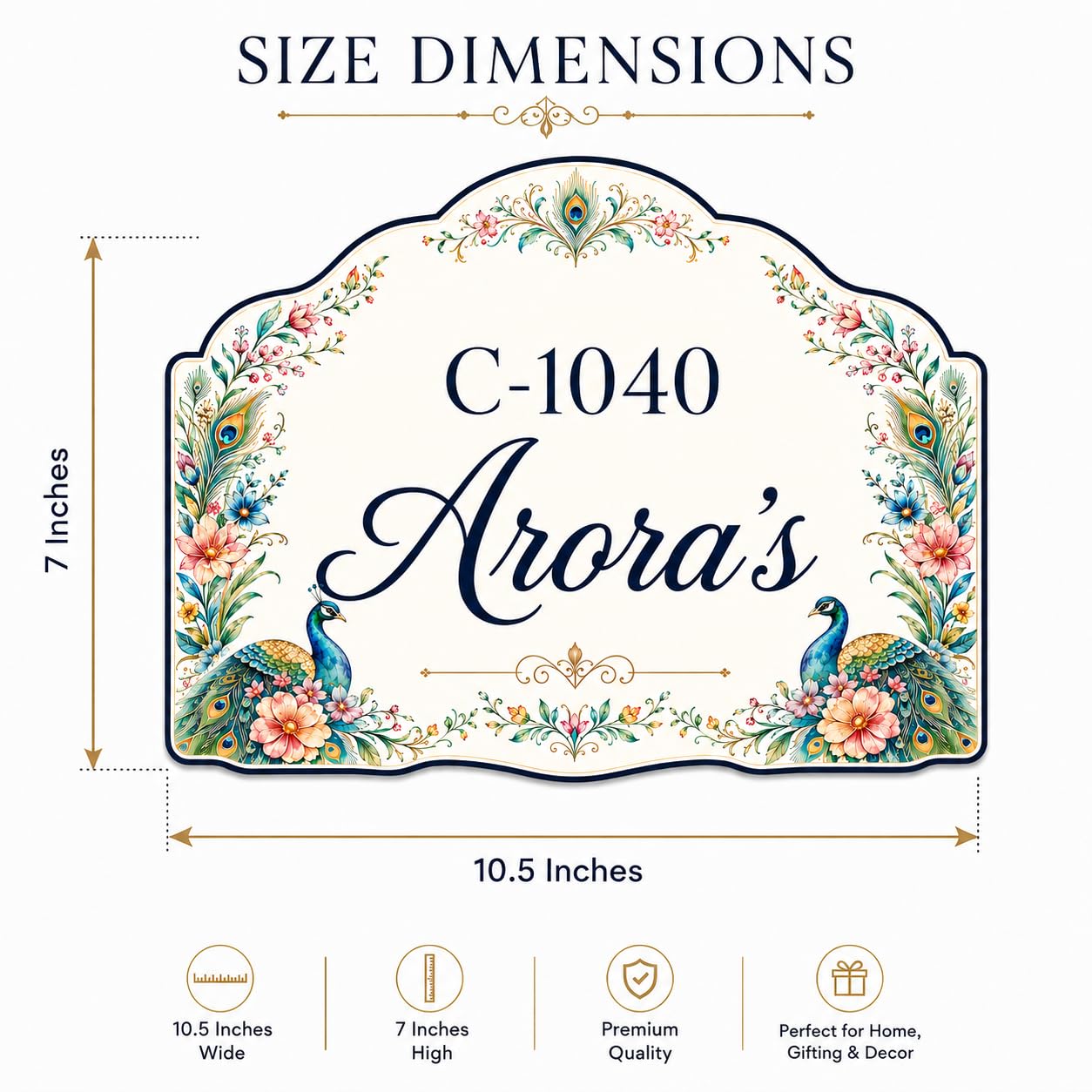 Zesta Customized Name Plate for Home Entrance Outdoor | Acrylic Door Name Plate for House | Modern Personalised Name Board for Home Entrance | Waterproof House Name Plate Wall Décor (Peacock) — Amazon image 3