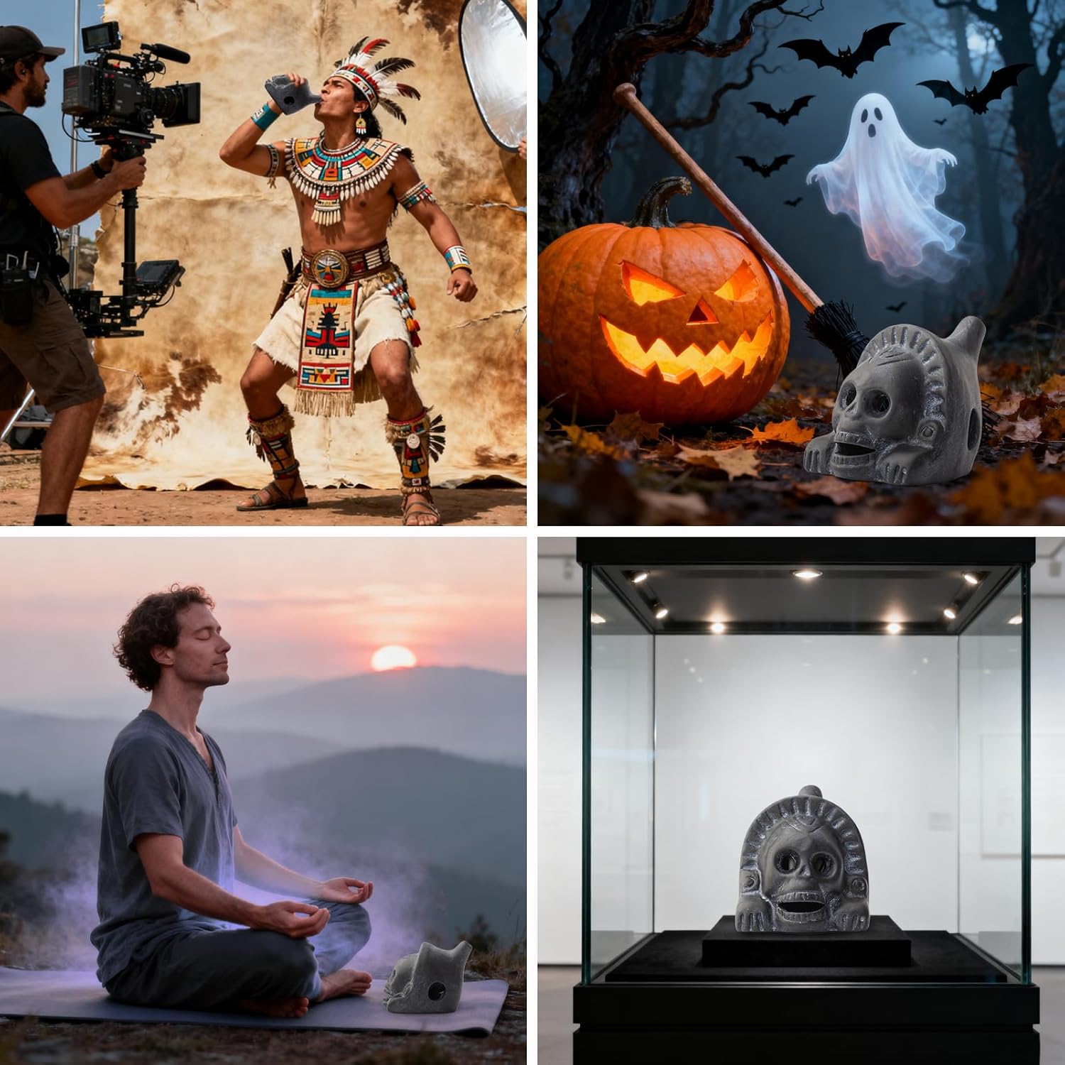 Authentic Aztec Death Whistle - Handcrafted Clay Skull with Ear-Piercing Scream Sound for Horror Films, Halloween Pranks & Spiritual Rituals (Vintage Black) - Image 5