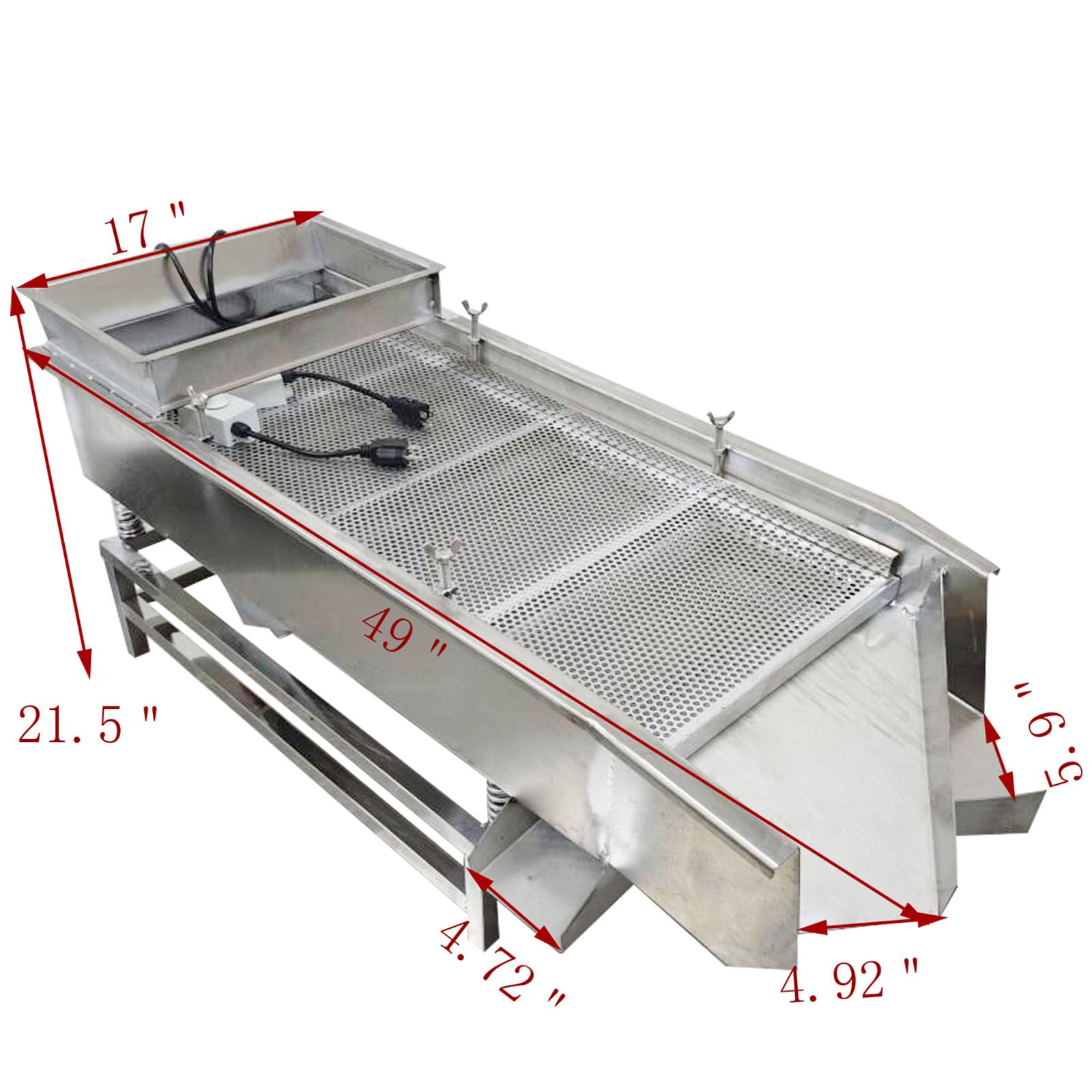 WYDDDARY Straight Vibrating Sieve Electric Linear Sifter Machine Stainless Steel Screen Shaker with 6mm 3mm Round Hole Mesh Double Layers Double Motors 110V