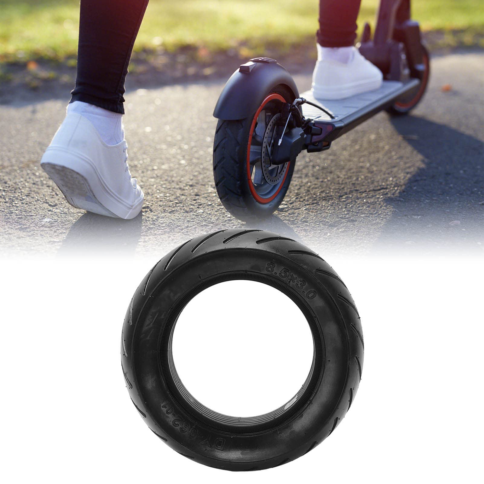 SUNGOOYUE Pneumatico per Scooter Elettrico, 8.5x3.0 Pneumatico per Scooter in Gomma Piena di Ricambio per Scooter Elettrico per Diverse Condizioni Stradali