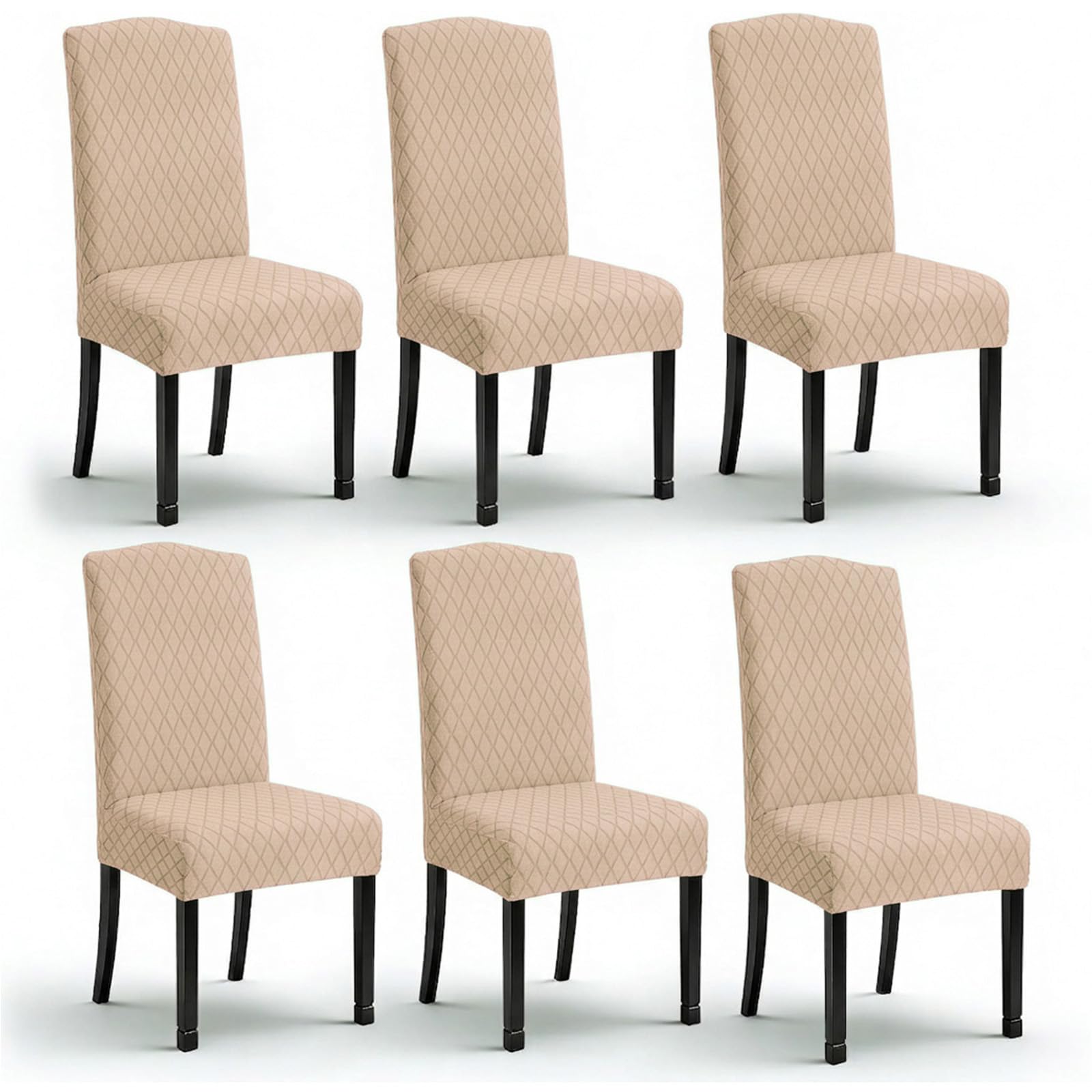LANSHENG Dining Chair Covers Set of 6, Washable High Back Chair Seat Covers