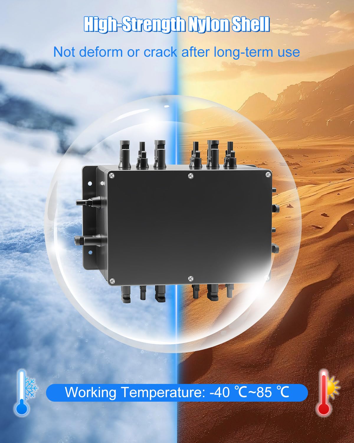 GMURA 8 String Solar PV Combiner Box, IP68 Waterproof Circuit Breaker Box with 30A Fuse & Install Screws & Wrench for RV Roof On/Off Grid Solar Panel System, 8 in 1 Out